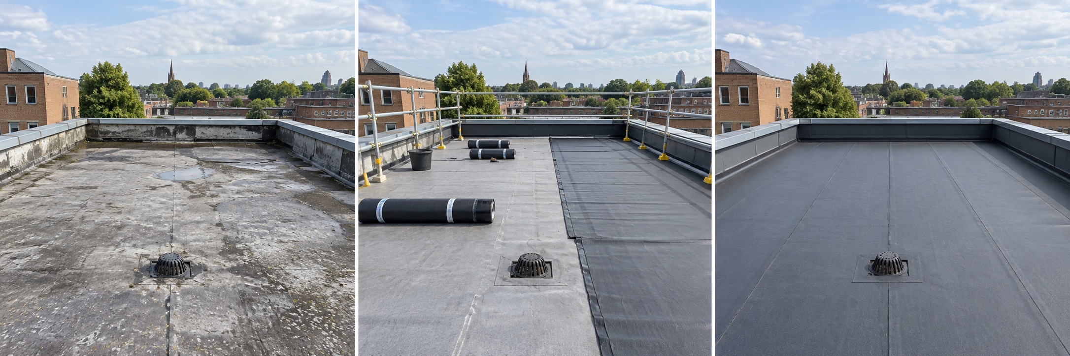 Commercial waterproofing roofing inspiration, showing the roof finish and perimeter details.